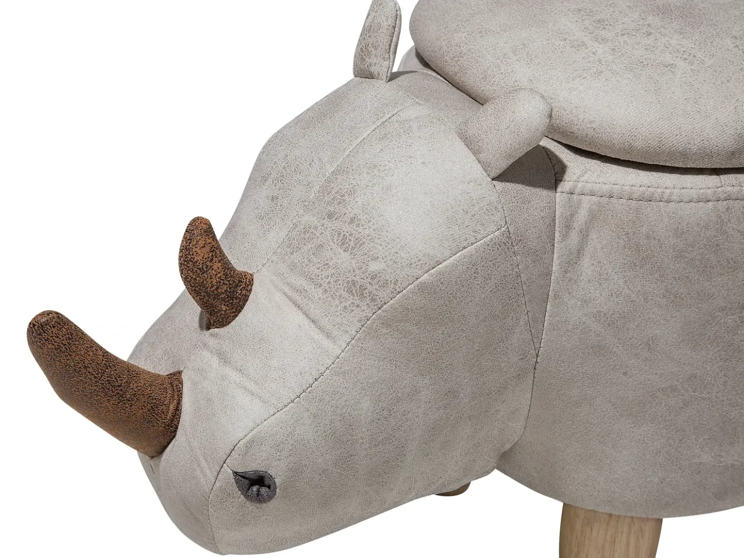 Pouf animaletto contenitore RHINO Pelle sintetica Grigio chiaro Rinocerone