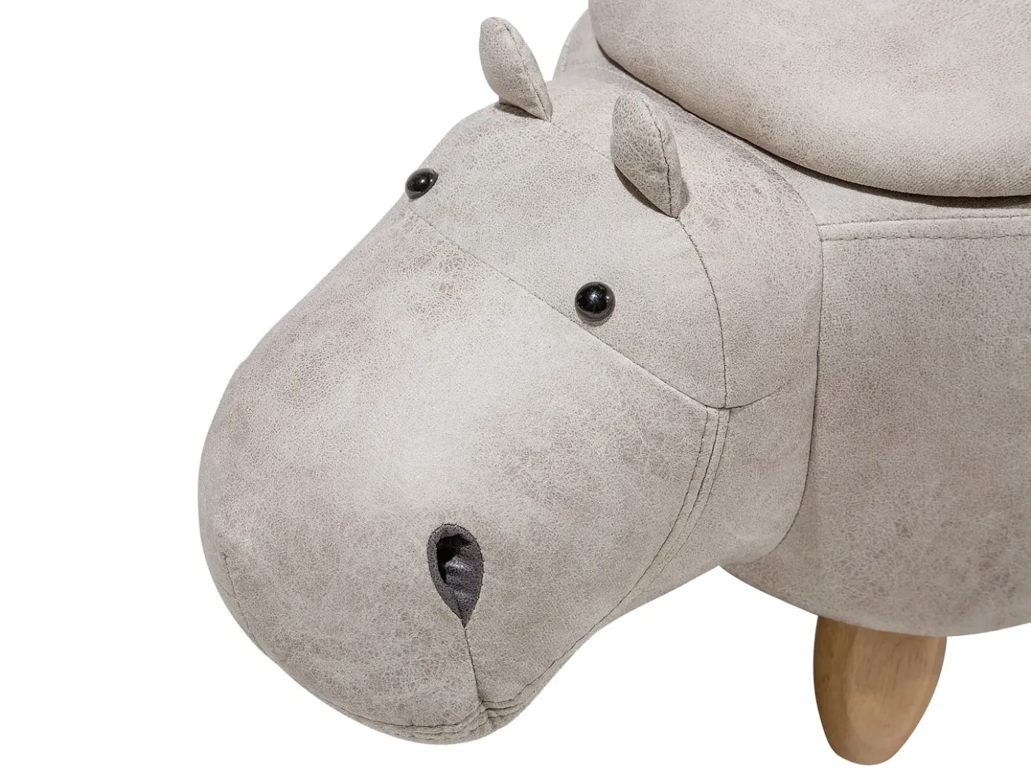 Pouf animaletto contenitore HIPPO Pelle sintetica Grigio chiaro Ippopotamo
