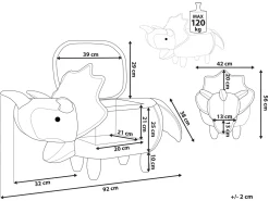 Pouf animaletto contenitore TRICERATOPS Tessuto Verde scuro Dinosauro