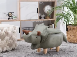 Pouf animaletto contenitore TRICERATOPS Tessuto Verde scuro Dinosauro