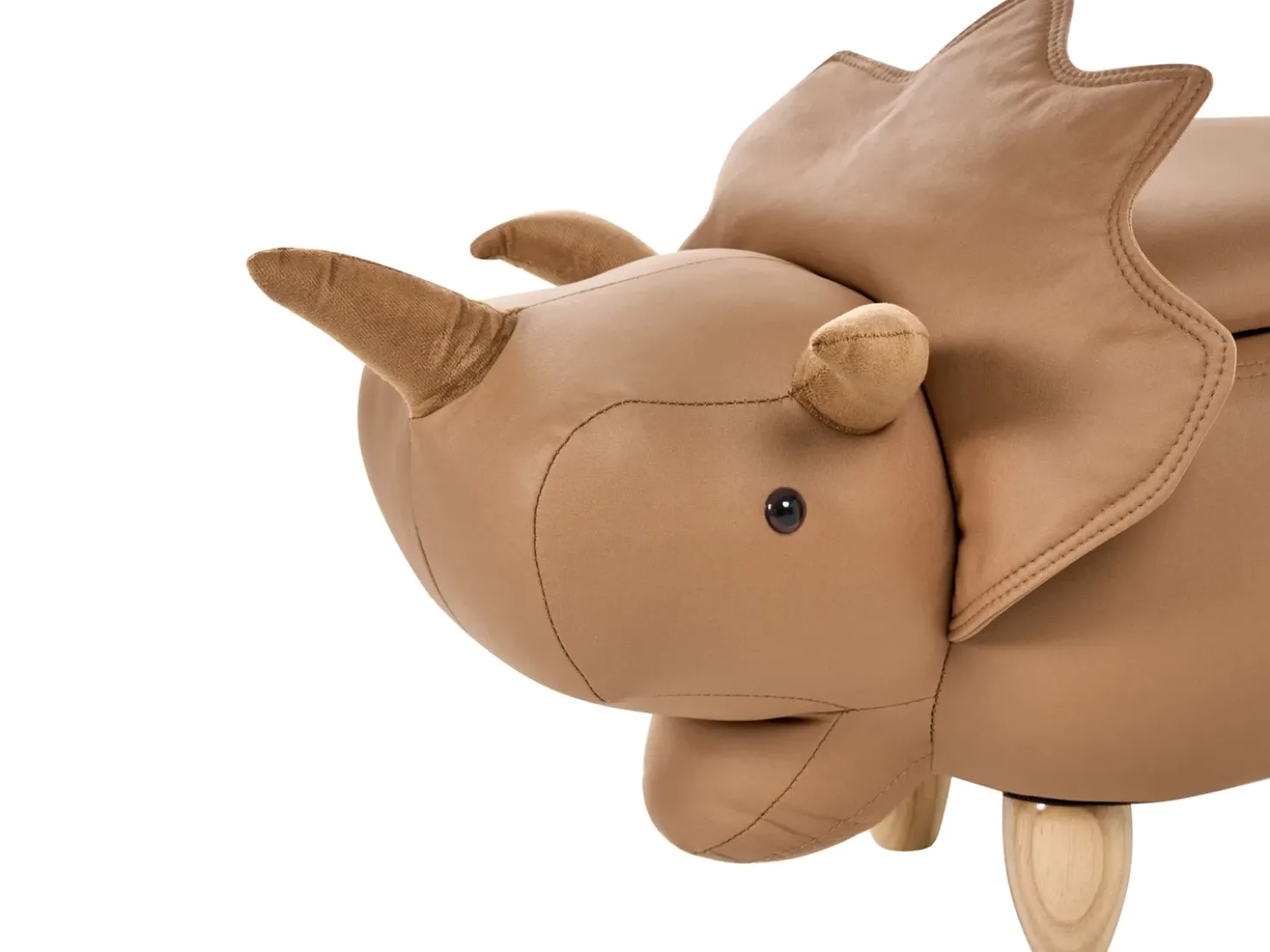 Pouf animaletto contenitore TRICERATOPS Tessuto Marrone Dinosauro