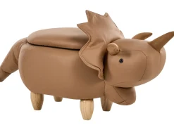 Pouf animaletto contenitore TRICERATOPS Tessuto Marrone Dinosauro