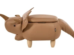 Pouf animaletto contenitore TRICERATOPS Tessuto Marrone Dinosauro