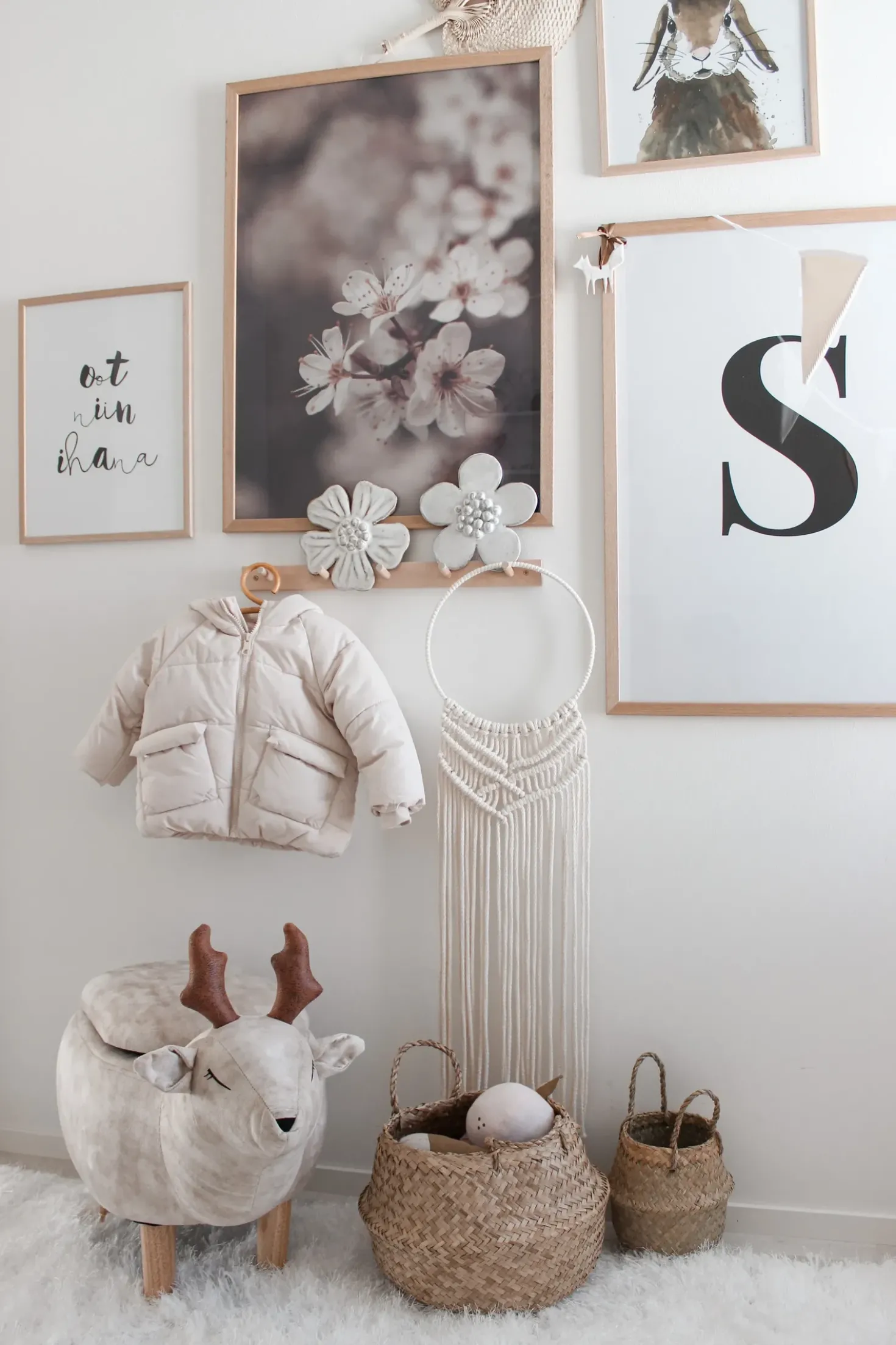 Pouf animaletto contenitore REINDEER Tessuto Beige Renna