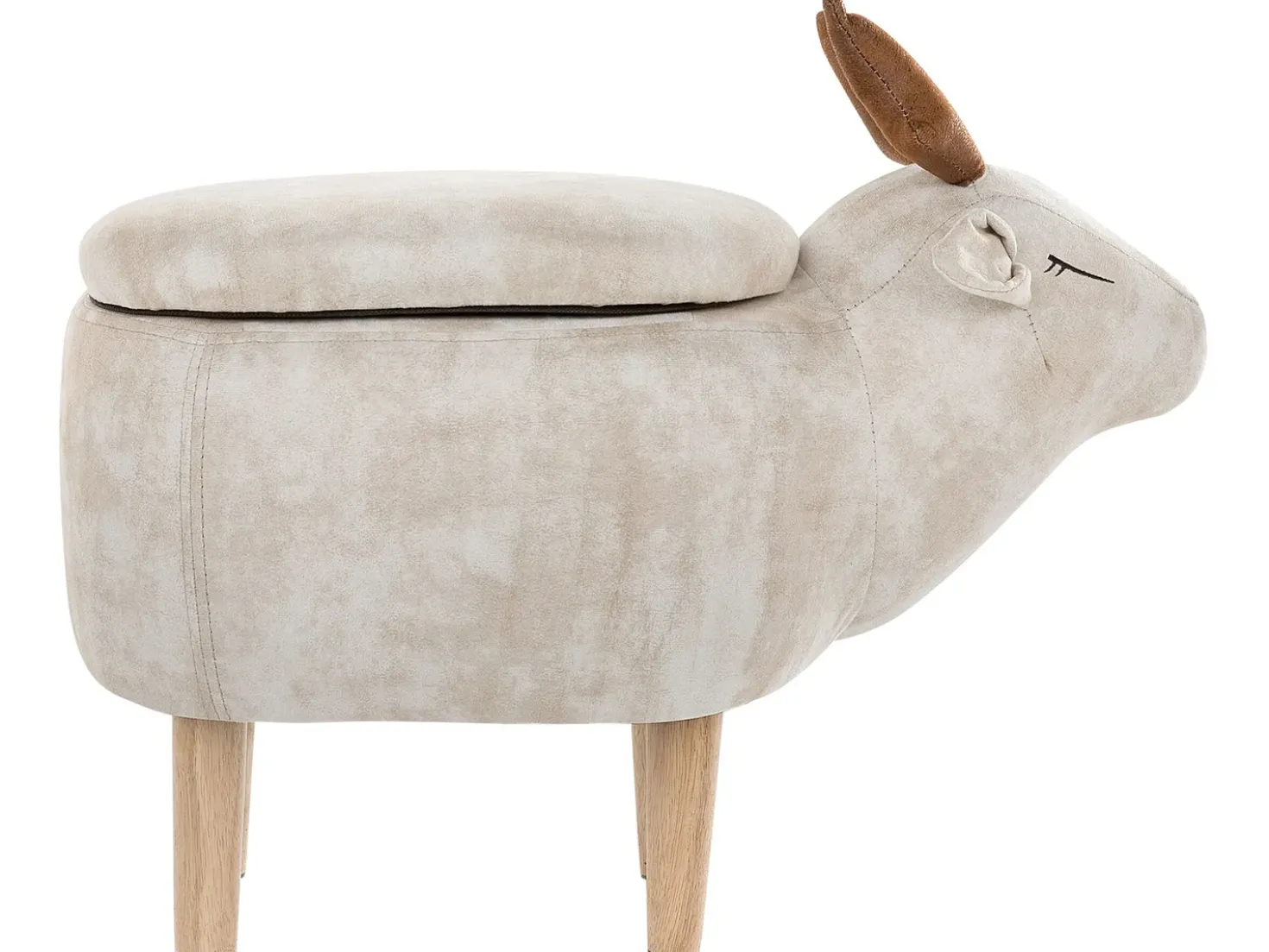 Pouf animaletto contenitore REINDEER Tessuto Beige Renna