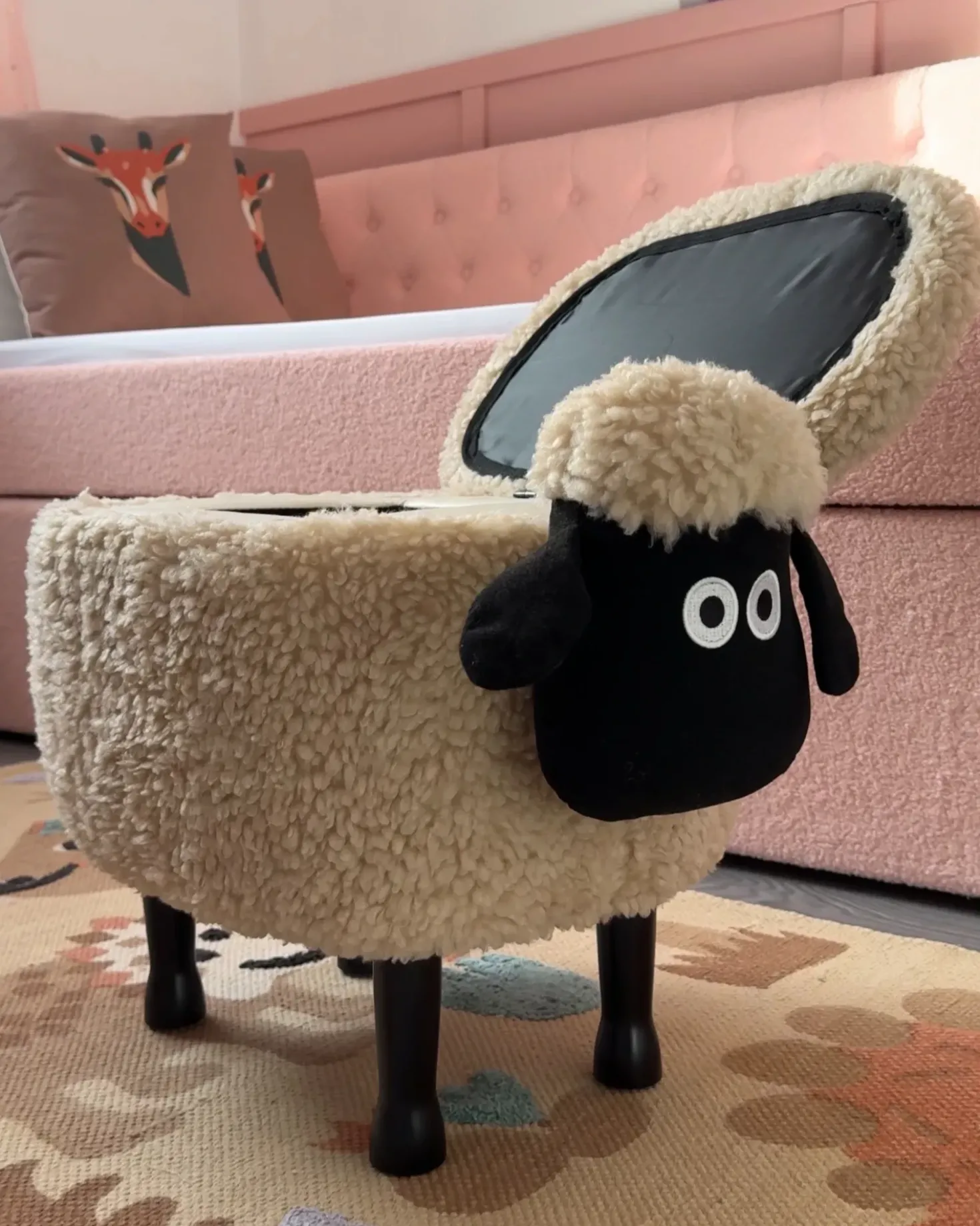 Pouf animaletto contenitore SHEEP Tessuto Beige chiaro Pecora