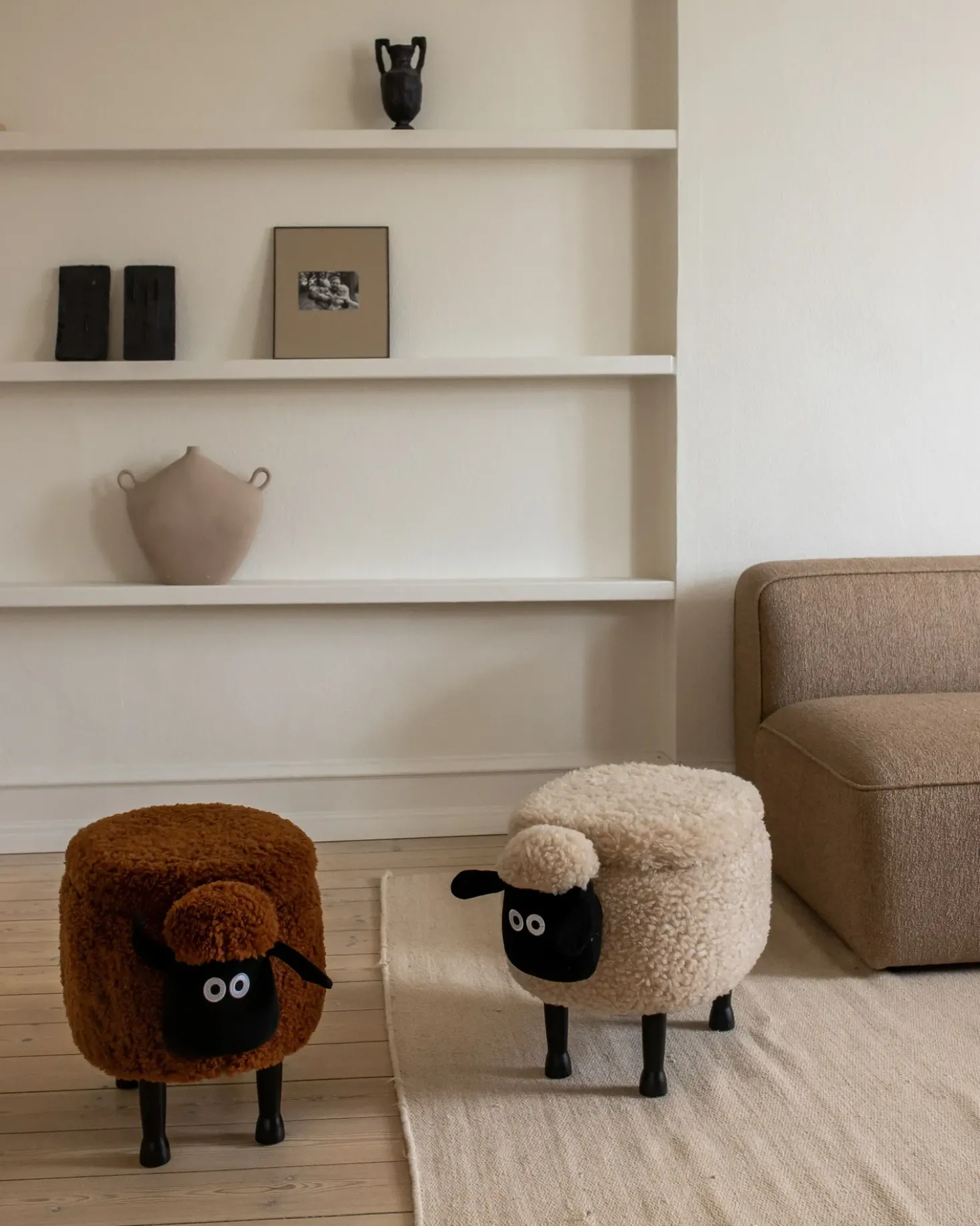 Pouf animaletto contenitore SHEEP Tessuto Beige chiaro Pecora