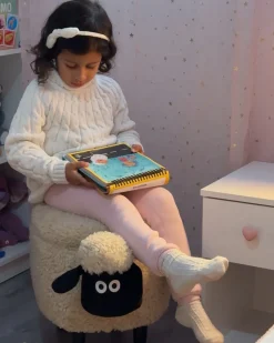 Pouf animaletto contenitore SHEEP Tessuto Beige chiaro Pecora