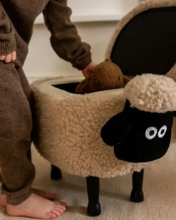 Pouf animaletto contenitore SHEEP Tessuto Beige chiaro Pecora