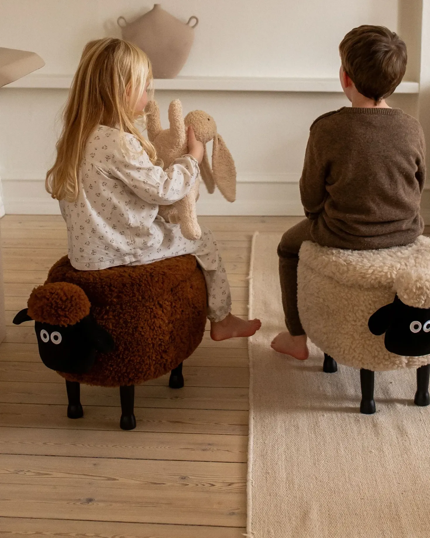 Pouf animaletto contenitore SHEEP Tessuto Beige chiaro Pecora