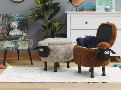 Pouf animaletto contenitore SHEEP Tessuto Marrone Pecora