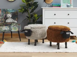 Pouf animaletto contenitore SHEEP Tessuto Marrone Pecora
