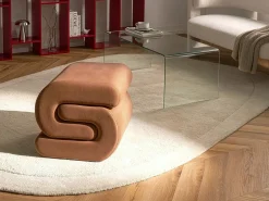 Pouf ARCADIA Velluto Marrone dorato