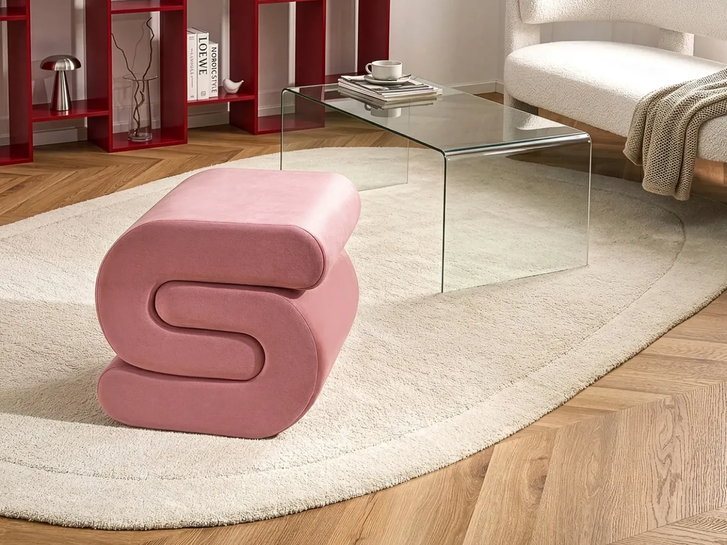 Pouf ARCADIA Velluto Rosa