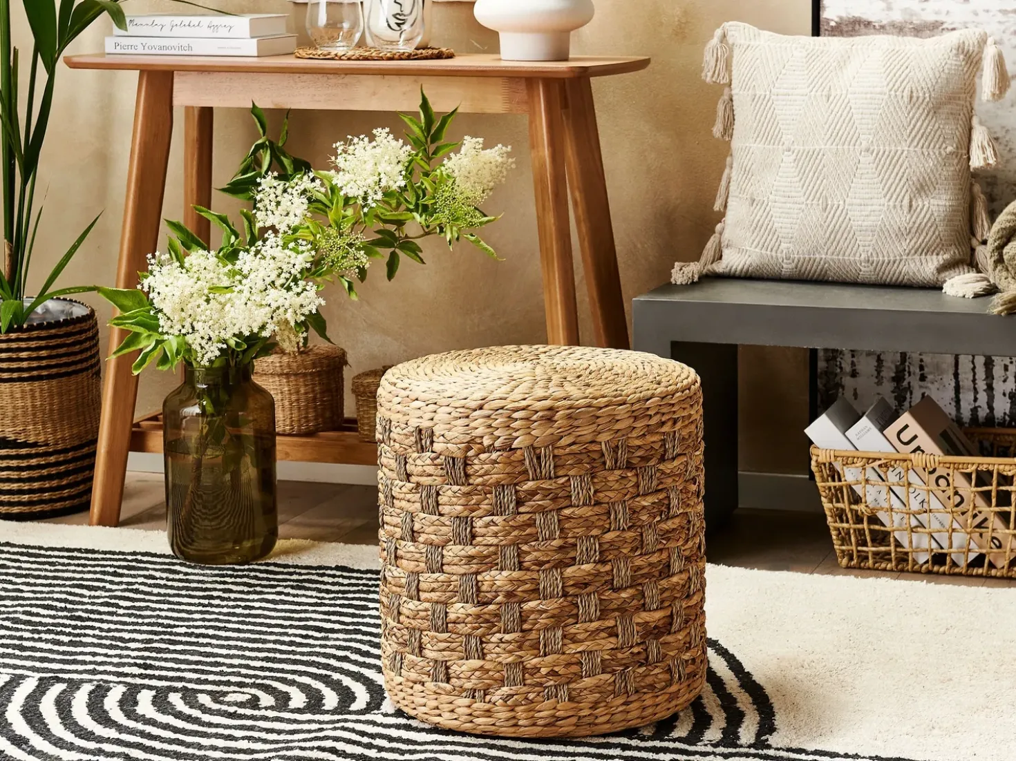 Pouf BASSLET Vimini Beige