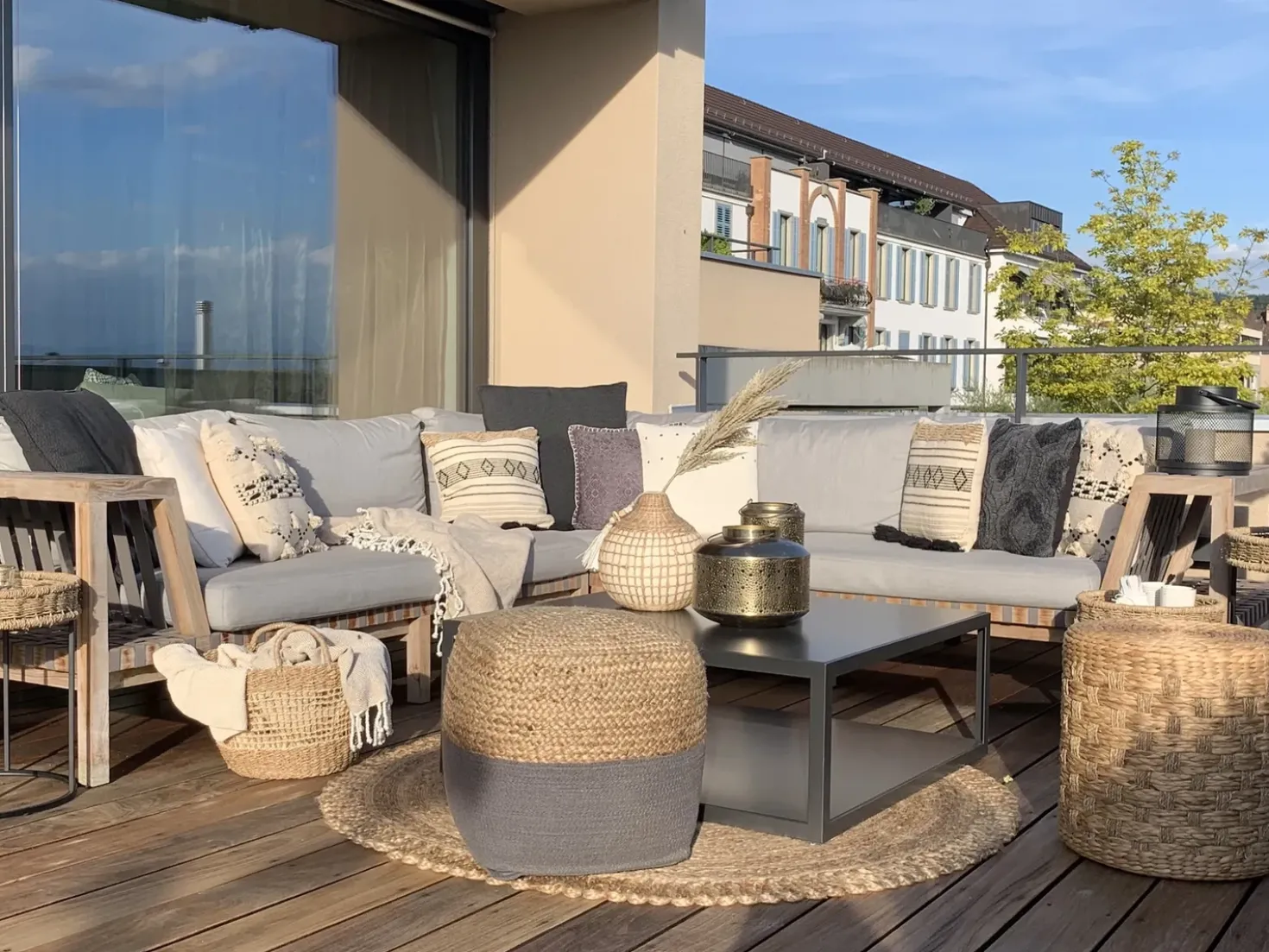 Pouf BASSLET Vimini Beige