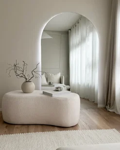 Pouf BAYARD Bouclé Bianco sporco