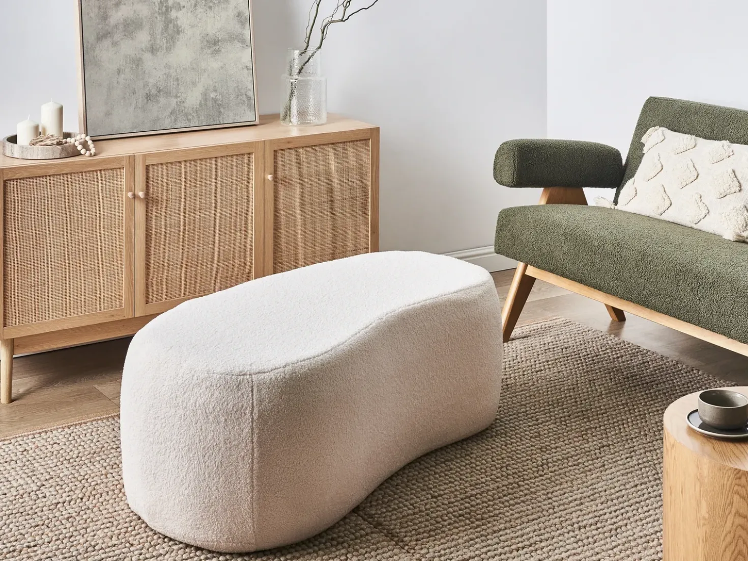 Pouf BAYARD Bouclé Bianco sporco