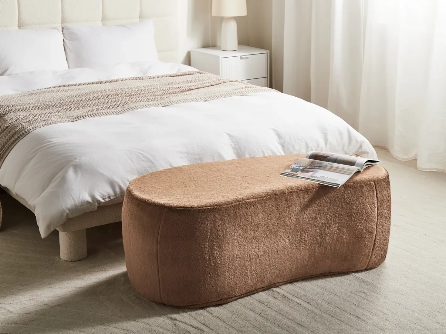 Pouf BAYARD Finta pelliccia Marrone chiaro