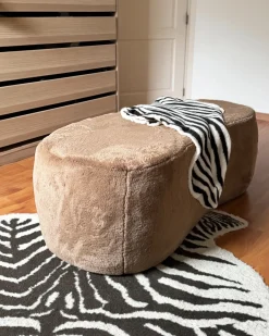Pouf BAYARD Finta pelliccia Marrone chiaro