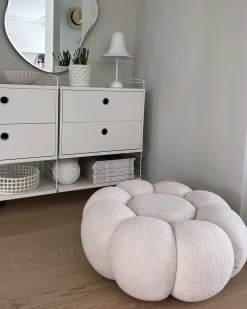 Pouf BEAUFORT Bouclé Bianco sporco