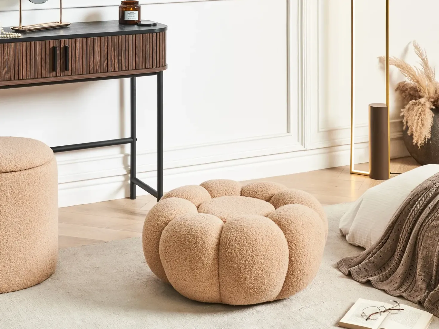 Pouf BEAUFORT Bouclé Marrone chiaro