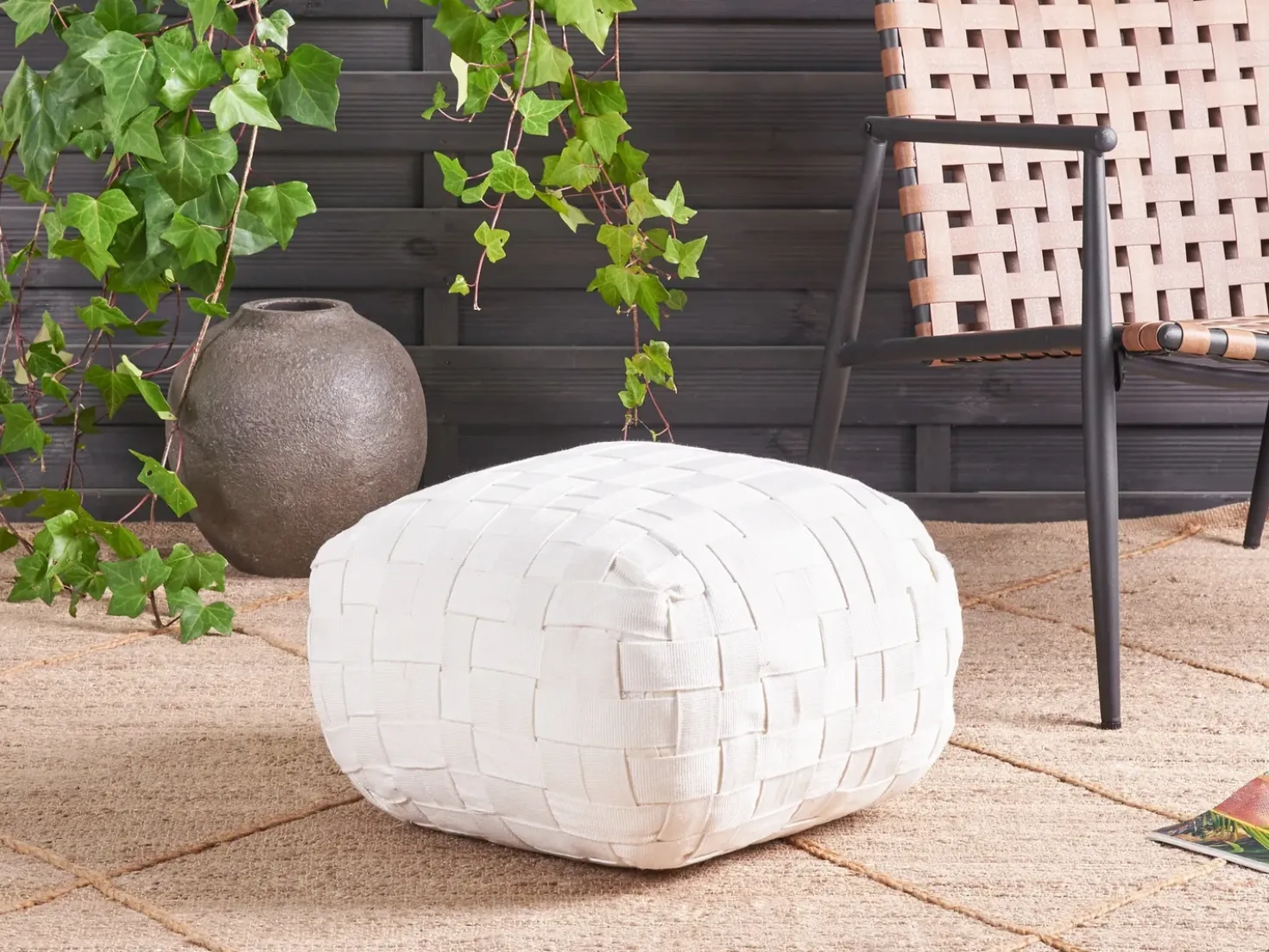 Pouf BODLA Materiale sintetico Bianco