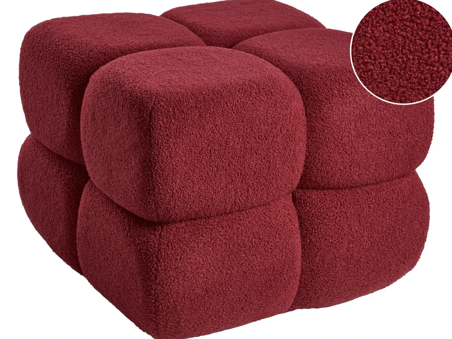Pouf CALIENTE Bouclé Rosso scuro
