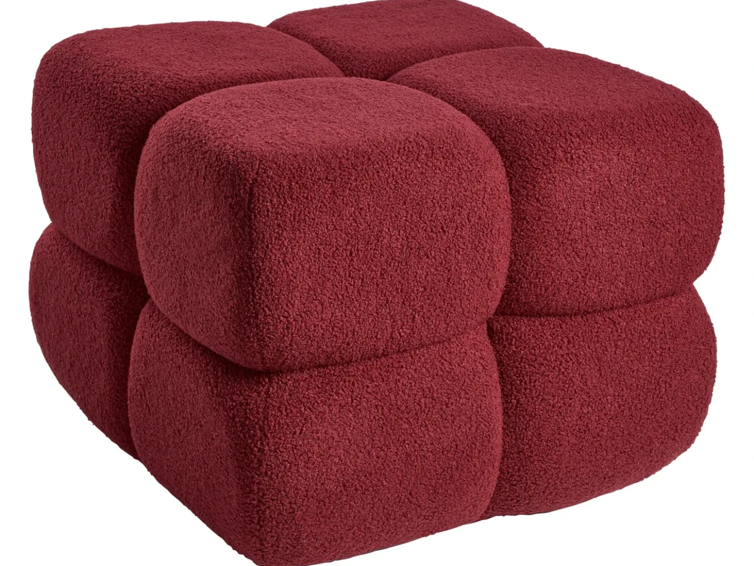 Pouf CALIENTE Bouclé Rosso scuro