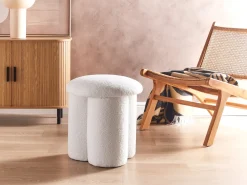 Pouf CARRINGTON Bouclé Bianco sporco