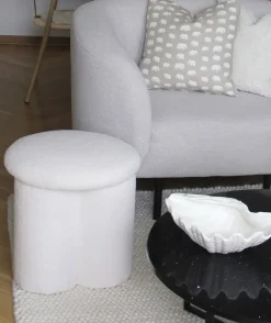 Pouf CARRINGTON Bouclé Bianco sporco