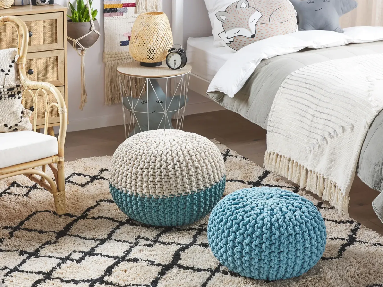 Pouf CONRAD Cotone Azzurro