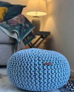 Pouf CONRAD Cotone Azzurro