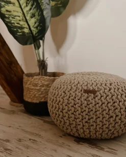 Pouf CONRAD Cotone Beige chiaro