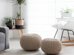 Pouf CONRAD Cotone Beige chiaro