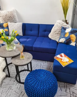 Pouf CONRAD Cotone Blu marino