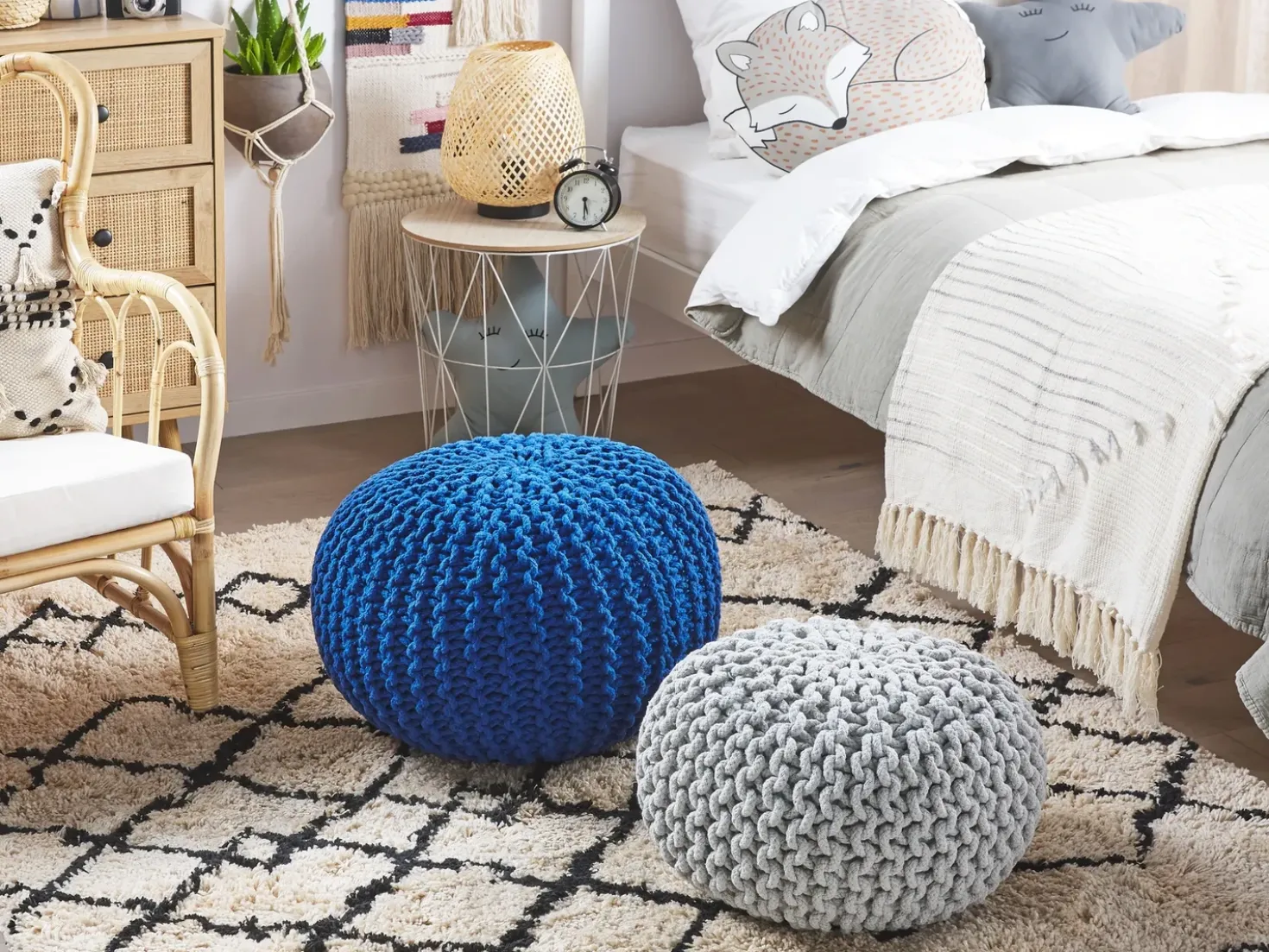 Pouf CONRAD Cotone Blu marino
