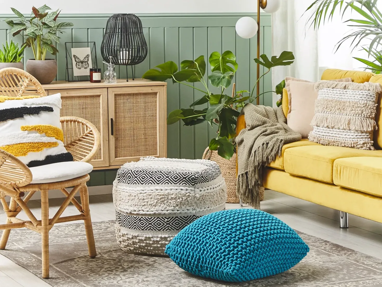 Pouf CONRAD Cotone Blu oltremare