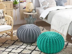 Pouf CONRAD Cotone Grigio scuro