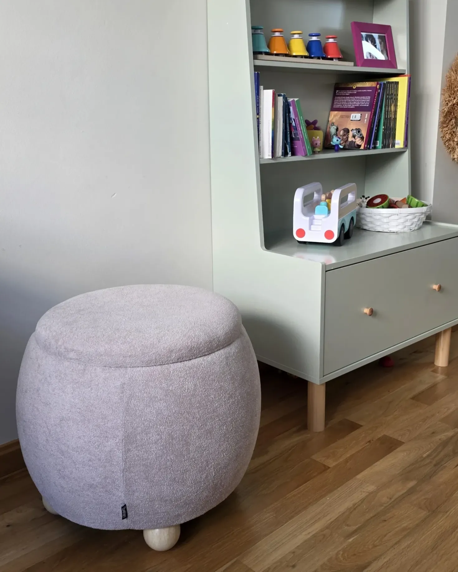 Pouf contenitore ANNABELLA Bouclé Beige chiaro