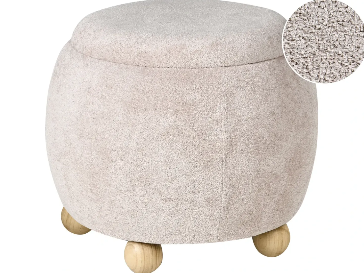 Pouf contenitore ANNABELLA Bouclé Beige chiaro