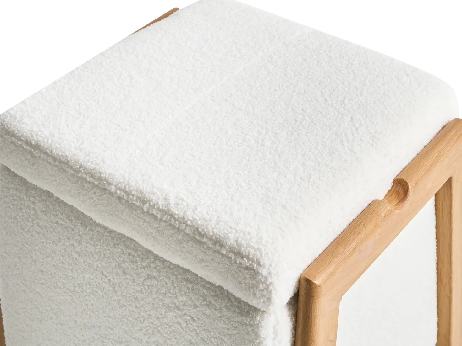 Pouf contenitore EDLAND Bouclé 45 cm 43 cm Bianco