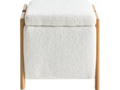 Pouf contenitore EDLAND Bouclé 45 cm 43 cm Bianco