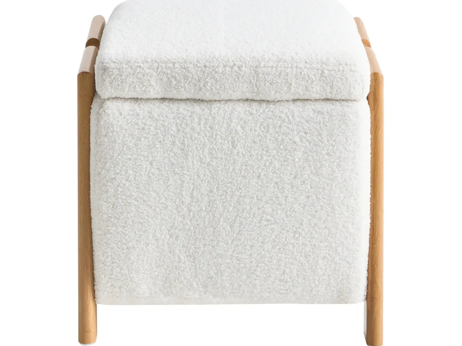 Pouf contenitore EDLAND Bouclé 45 cm 43 cm Bianco