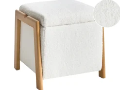 Pouf contenitore EDLAND Bouclé 45 cm 43 cm Bianco