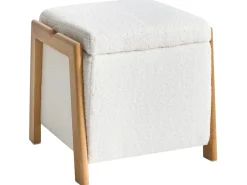 Pouf contenitore EDLAND Bouclé 45 cm 43 cm Bianco