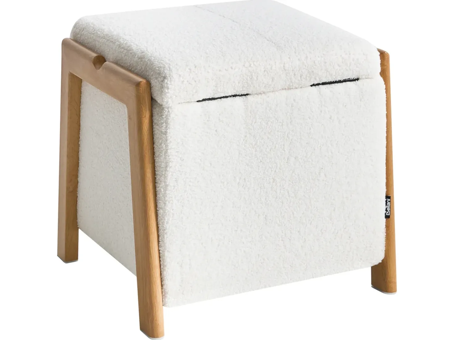 Pouf contenitore EDLAND Bouclé 45 cm 43 cm Bianco