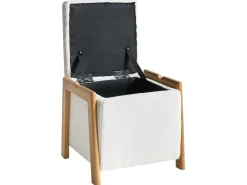 Pouf contenitore EDLAND Bouclé 45 cm 43 cm Bianco