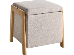 Pouf contenitore EDLAND Tessuto 45 cm 43 cm Beige