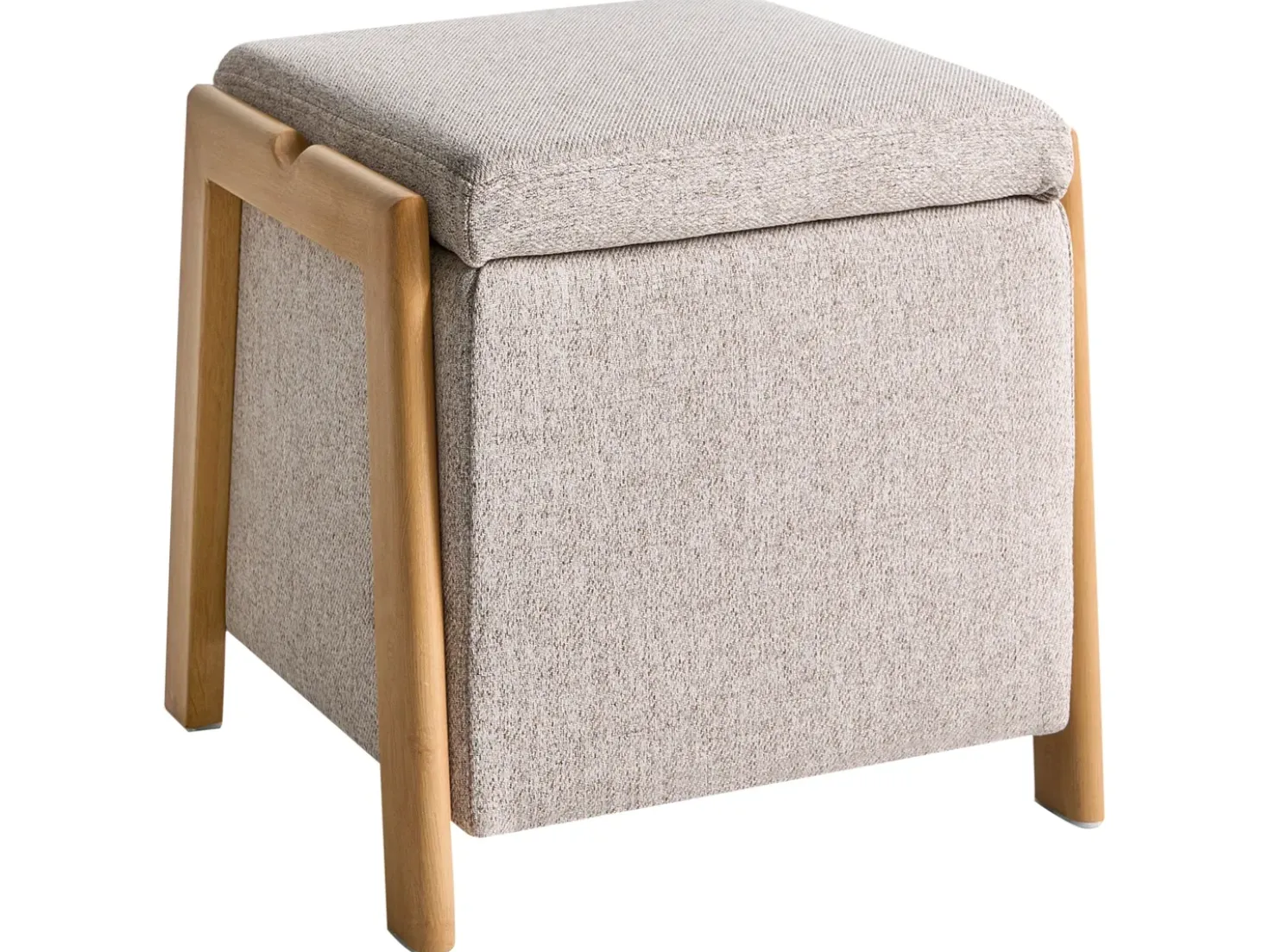 Pouf contenitore EDLAND Tessuto 45 cm 43 cm Beige